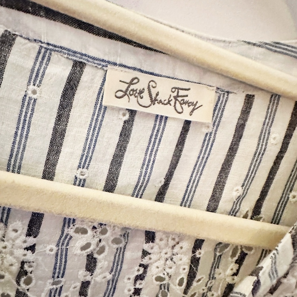 LoveShackFancy Peasant Blouse Striped w/ Pompoms XS - Picture 6 of 11
